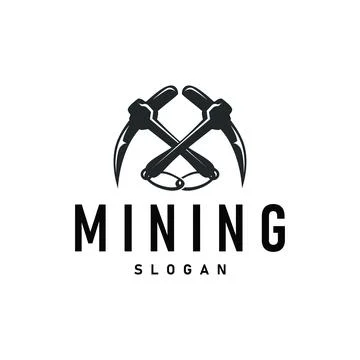 Mining logo design simple minimalist concept gold mountain mining with work.. 스톡 일러스트