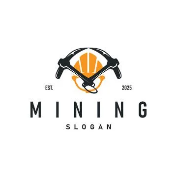 Mining logo design simple minimalist concept gold mountain mining with work.. 스톡 일러스트