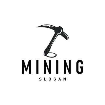 Mining logo design simple minimalist concept gold mountain mining with work.. 스톡 일러스트