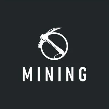 Mining logo design simple minimalist concept gold mountain mining with work.. 스톡 일러스트