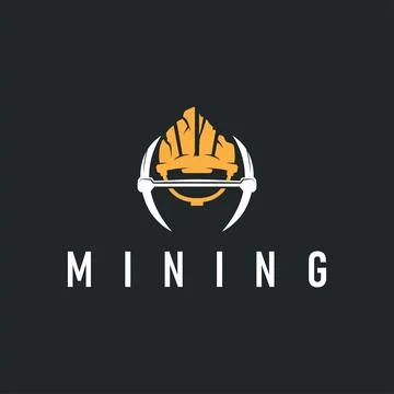Mining logo design simple minimalist concept gold mountain mining with work.. 스톡 일러스트