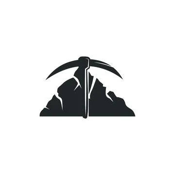 Mining logo design simple minimalist concept gold mountain mining with work.. 스톡 일러스트