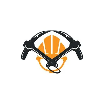 Mining logo design simple minimalist concept gold mountain mining with work.. 스톡 일러스트