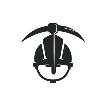 Mining logo design simple minimalist concept gold mountain mining with work.. 스톡 일러스트