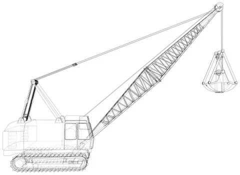 Mining machine. The machine of quarry mining works. The layers of visible and Illustrazione stock