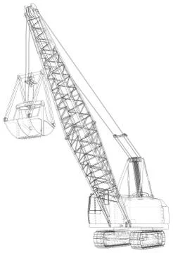Mining machine. The machine of quarry mining works. The layers of visible and Stock Illustration