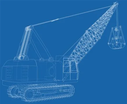 Mining machine. The machine of quarry mining works. The layers of visible and Stock Illustration