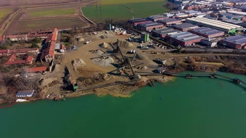 Mining Machinery Operating on Sand and Gravel Quarry With Conveyors Stock Footage 328962829