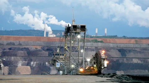 Mining machinery working in open pit, Ruhr, Germany 스톡 동영상 54914727