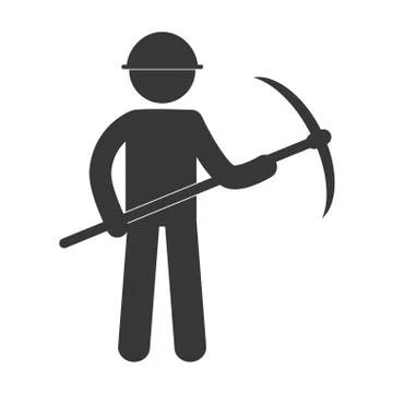 Mining man with helmet pick axe figure pictogram 스톡 일러스트