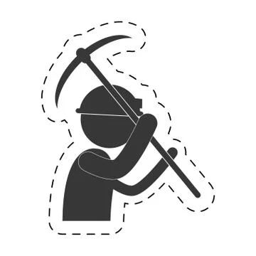 Mining man with helmet pick axe figure pictogram 스톡 일러스트