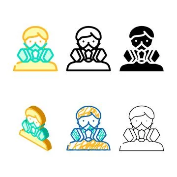 Mining mask designs face color icon vector Stock Illustration