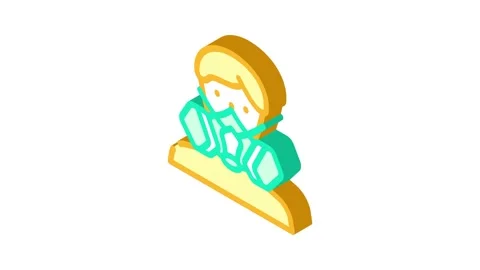 Mining mask face isometric icon animation Stock Footage 327288420