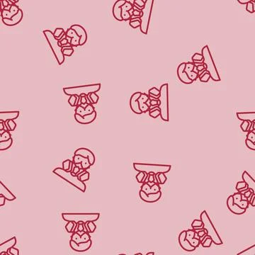 Mining mask face line vector seamless pattern Stock Illustration