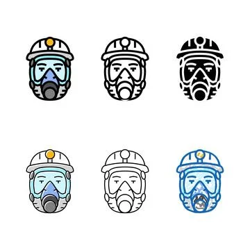 Mining mask minimal face color icon vector Stock Illustration