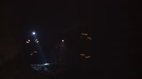 Mining men down in the tunnels Stock Footage 52817993