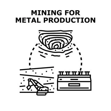 Mining for metal production industry process activity Stock Illustration