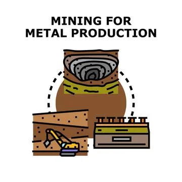 Mining for metal production industry process activity Stock Illustration