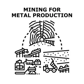 Mining for metal production process and extraction Stock Illustration