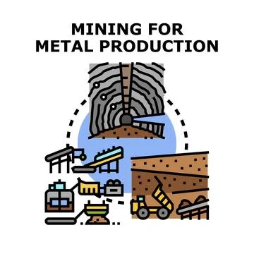 Mining for metal production process and extraction Stock Illustration