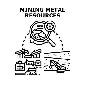 Mining metal resources extracting and processing ore Stock Illustration
