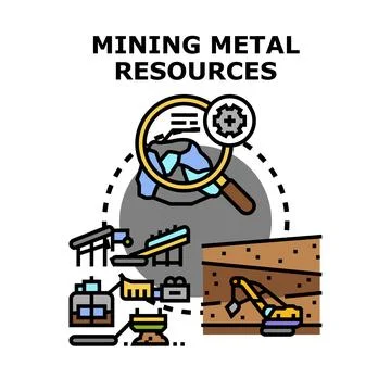 Mining metal resources extracting and processing ore Stock Illustration