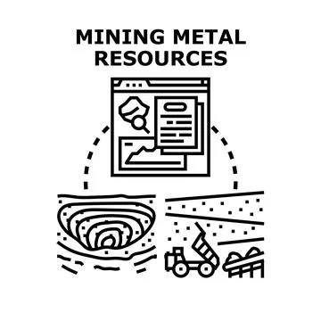Mining metal resources finding and extracting minerals concept Stockillustratie