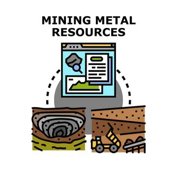Mining metal resources finding and extracting minerals concept Stockillustratie