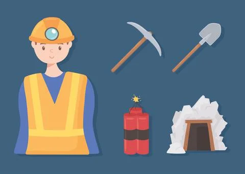 Mining miner tools Stock Illustration