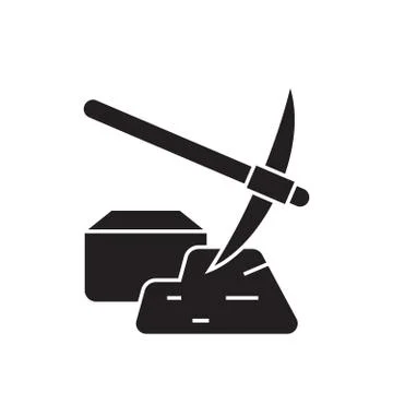 Mining of minerals black vector concept icon. Mining of minerals flat Illustrazione stock
