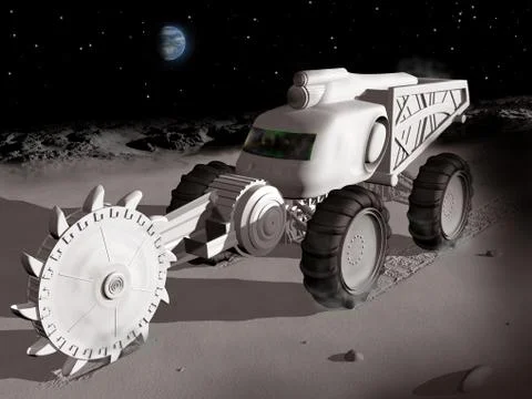 Mining on the moon Stock Illustration