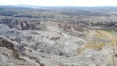 Mining. Open pit mine, aerial drone view. Coal surface mining Stock Footage 308231019