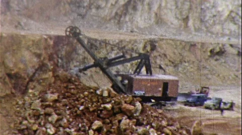 MINING Open Pit ORE Mine BUTTE Montana 1950s Vintage Film Home Movie Industry  Stock Footage 8569189