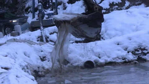 Mining Operation Excavator Ice In Bucket Stock Footage 154135980