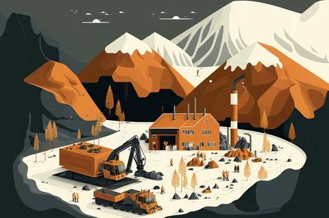 Mining Operation Extracting Rare Earth Oxides Illustration Stock Illustration