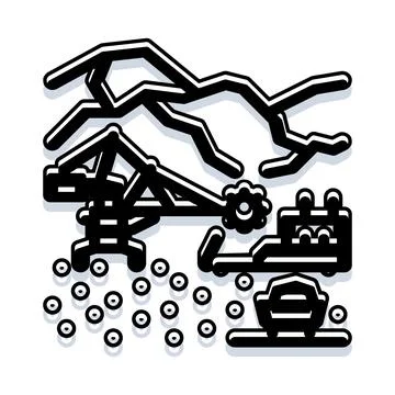 Mining operation extracting resources with industrial machinery Stock Illustration