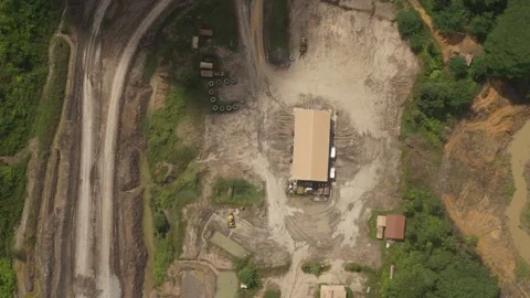 Mining Operation Workflow Aerial Overview 4K Stock Footage 339459203