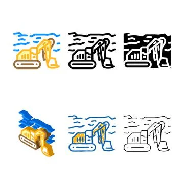 Mining operations color icon vector multipack 스톡 일러스트
