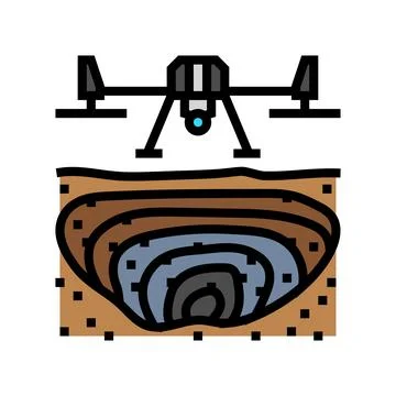 Mining operations drone color icon vector illustration Stock Illustration