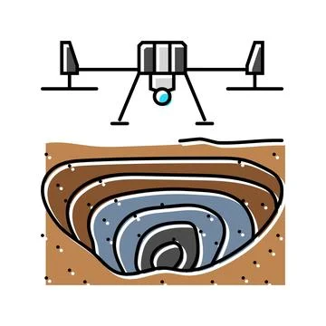 Mining operations drone color icon vector illustration Stock Illustration