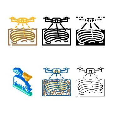 Mining operations drone color icon vector modern イラスト素材