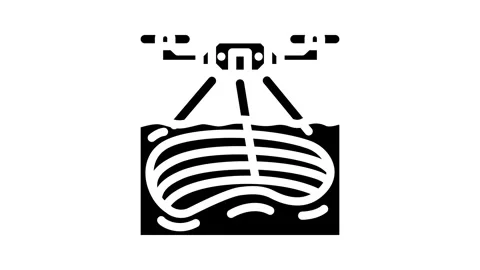 Mining operations drone glyph icon animation 動画素材 326743101