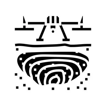 Mining operations drone glyph icon vector illustration Stock Illustration