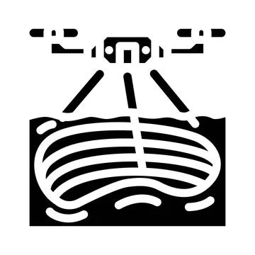 Mining operations drone glyph icon vector illustration 스톡 일러스트