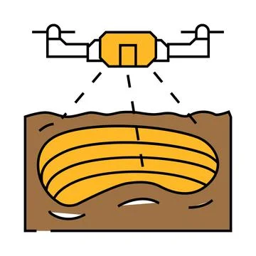 Mining operations drone icon color illustration 스톡 일러스트