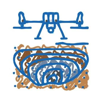 Mining operations drone icon doodle illustration Stock Illustration