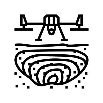 Mining operations drone line icon vector illustration Stock Illustration