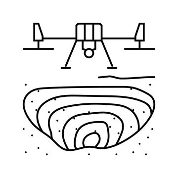 Mining operations drone line icon vector illustration Stock Illustration