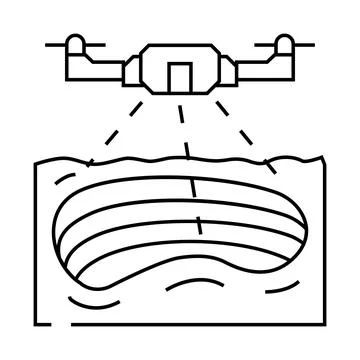Mining operations drone line icon vector illustration Illustrazione stock