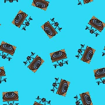 Mining operations drone vector seamless pattern Stock Illustration